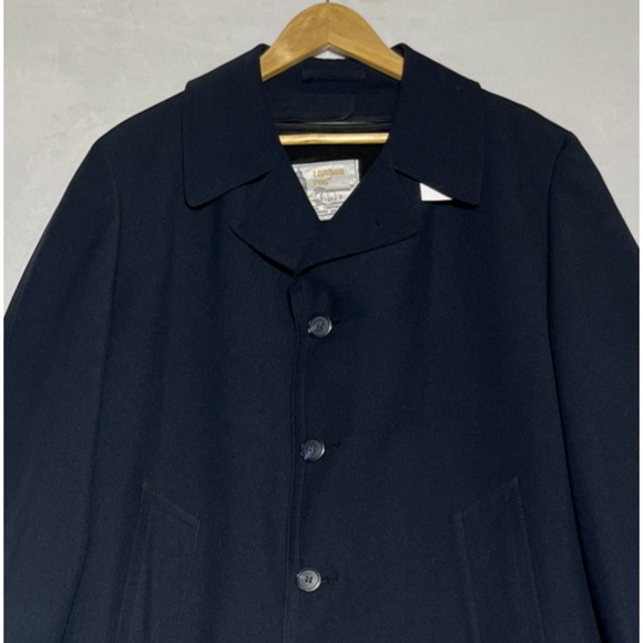 London Fog Maincoats Trench Coat w/ Liner Mens 42R Blue Button Up Zip Out Fleece - Picture 3 of 16